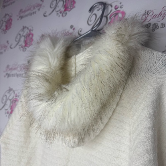 Cat & jack sweater pull over faux fur trim hood hoodie warm cozy knit crochet - Picture 3 of 11